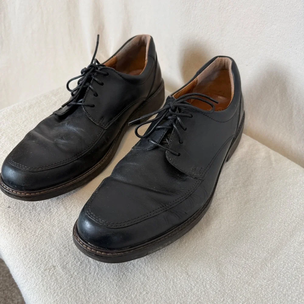 Ecco Black Leather Lace Up Dress Shoes Men Size 11 EU45 Comfort Casual Work - Picture 3 of 8